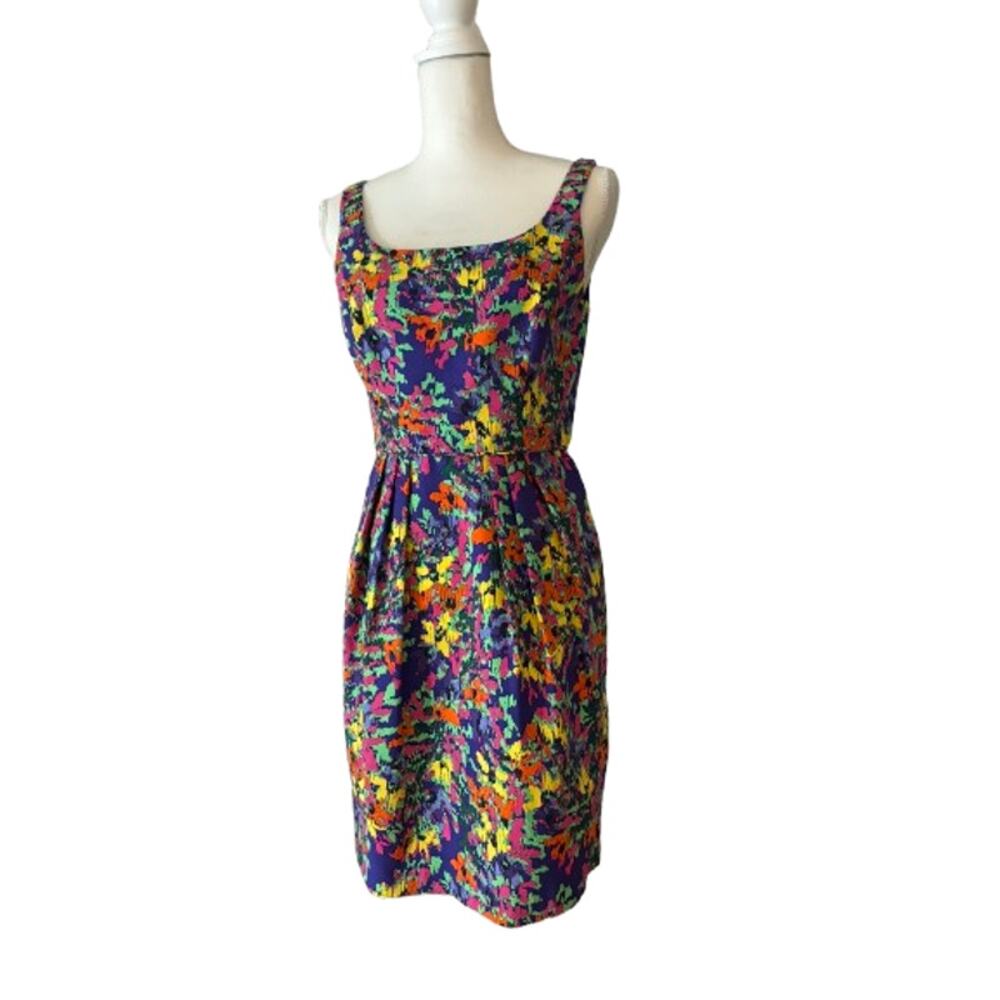 Shoshanna Size 8 Retro Dress Neon Design Knee Length 80s
